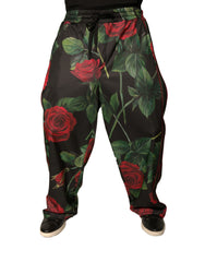 Dolce & Gabbana Black Floral Polyester Jogger Sweatpants Pants