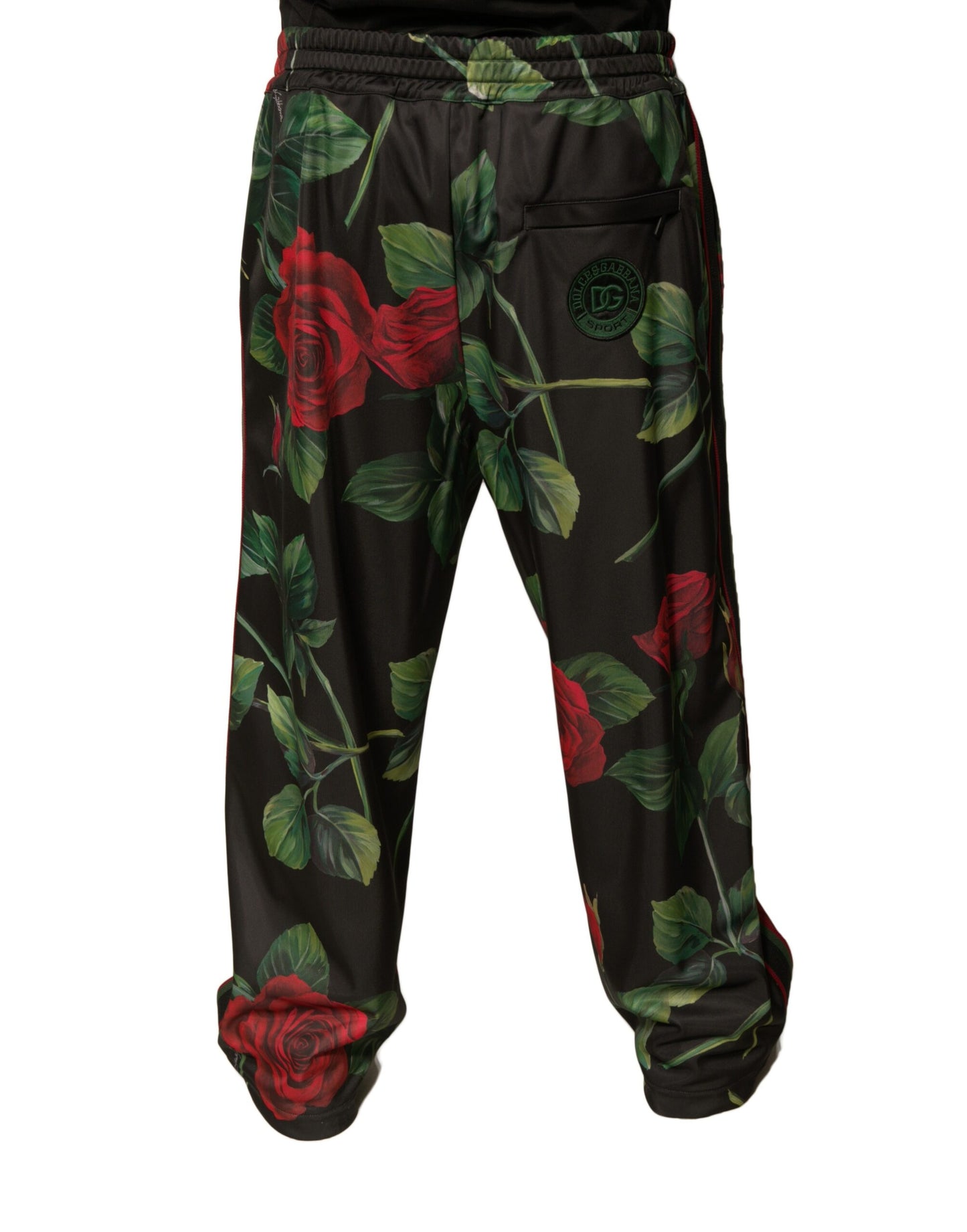 Dolce &amp; Gabbana Svarta Blommiga Polyester Jogger Träningsbyxor