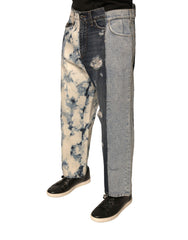 Dolce & Gabbana Multicolor Patchwork Cotton Straight Men Denim Jeans