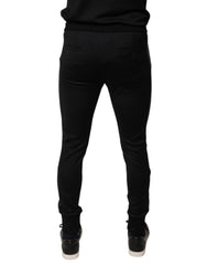 Dolce & Gabbana Black Horseshoe Embellished Wool Slim Fit Pants
