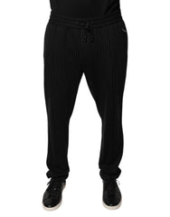 Dolce & Gabbana Black Stripes Viscose Skinny Dress Pants