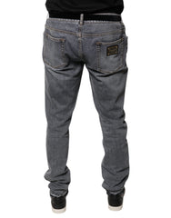 Dolce & Gabbana Gray Logo Cotton Stretch Skinny Denim Jeans