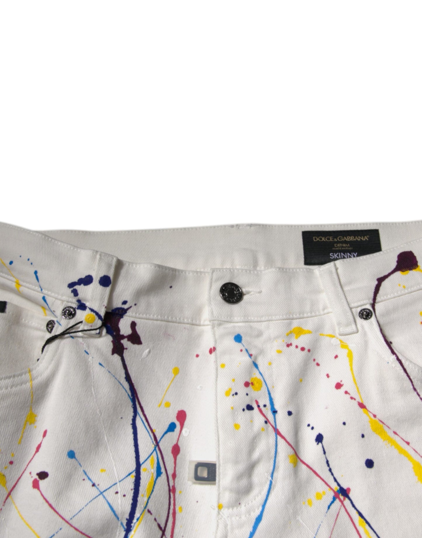 Dolce &amp; Gabbana Vita Färgstänk Mönstrade Skinny Jeans