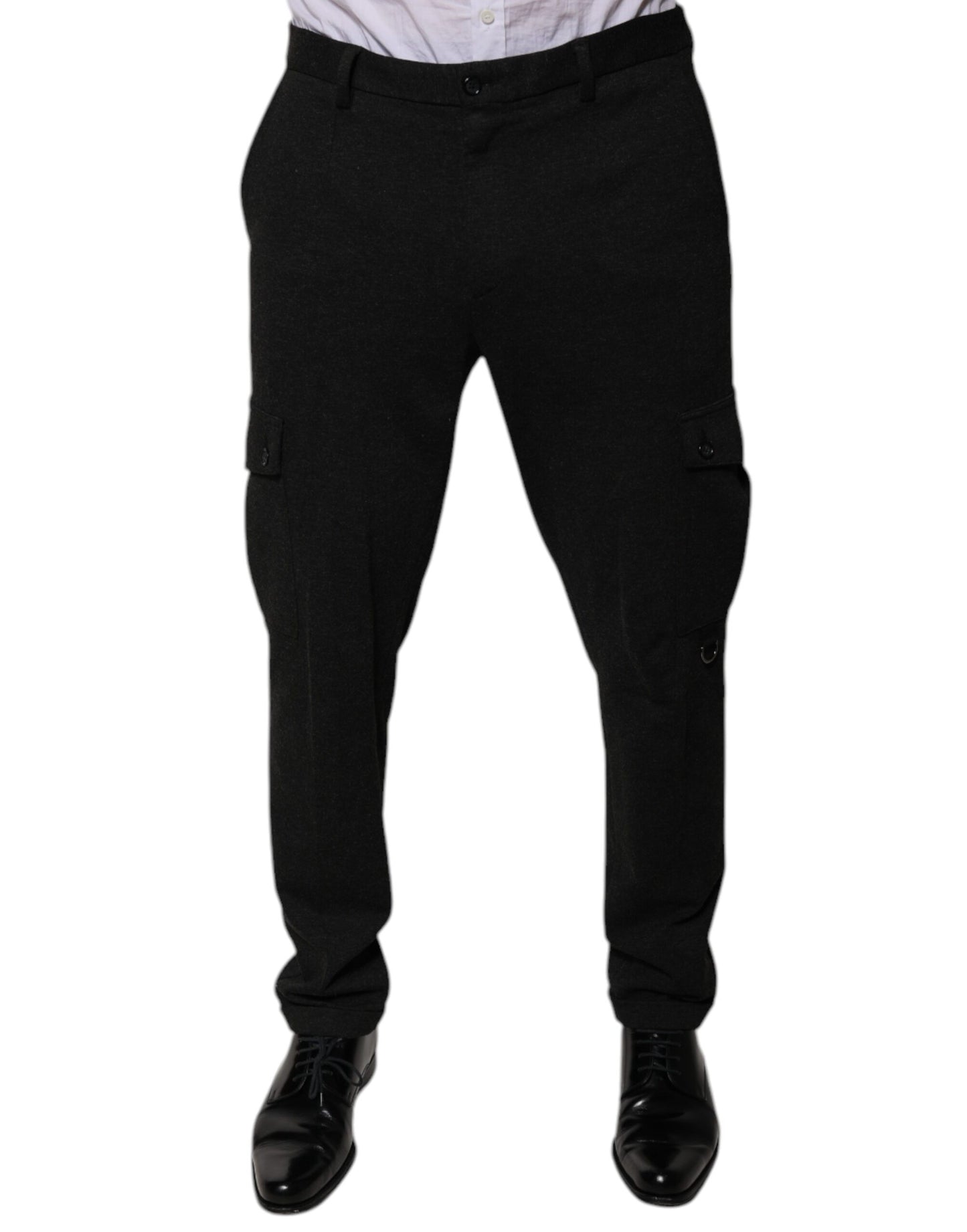Dolce &amp; Gabbana Svarta Viskos Cargo Herr Casual Byxor