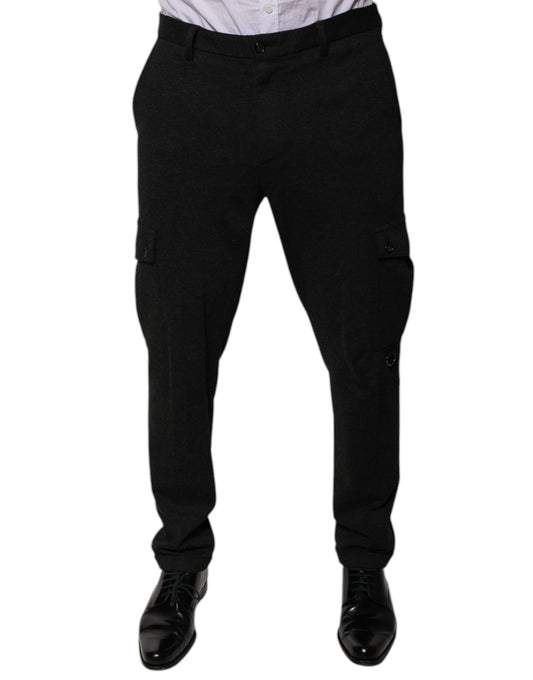 Dolce &amp; Gabbana Svarta Viskos Cargo Herr Casual Byxor