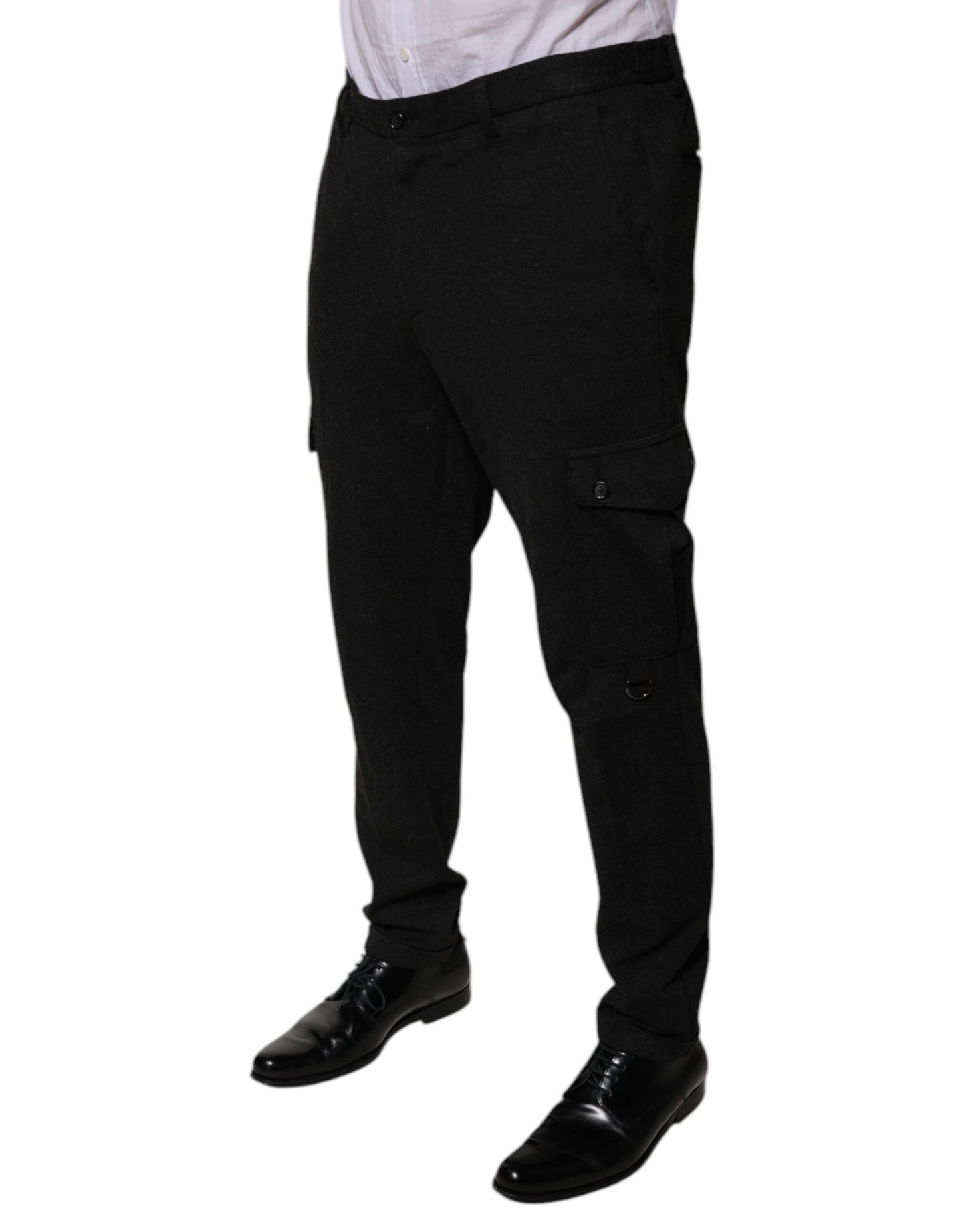 Dolce &amp; Gabbana Svarta Viskos Cargo Herr Casual Byxor