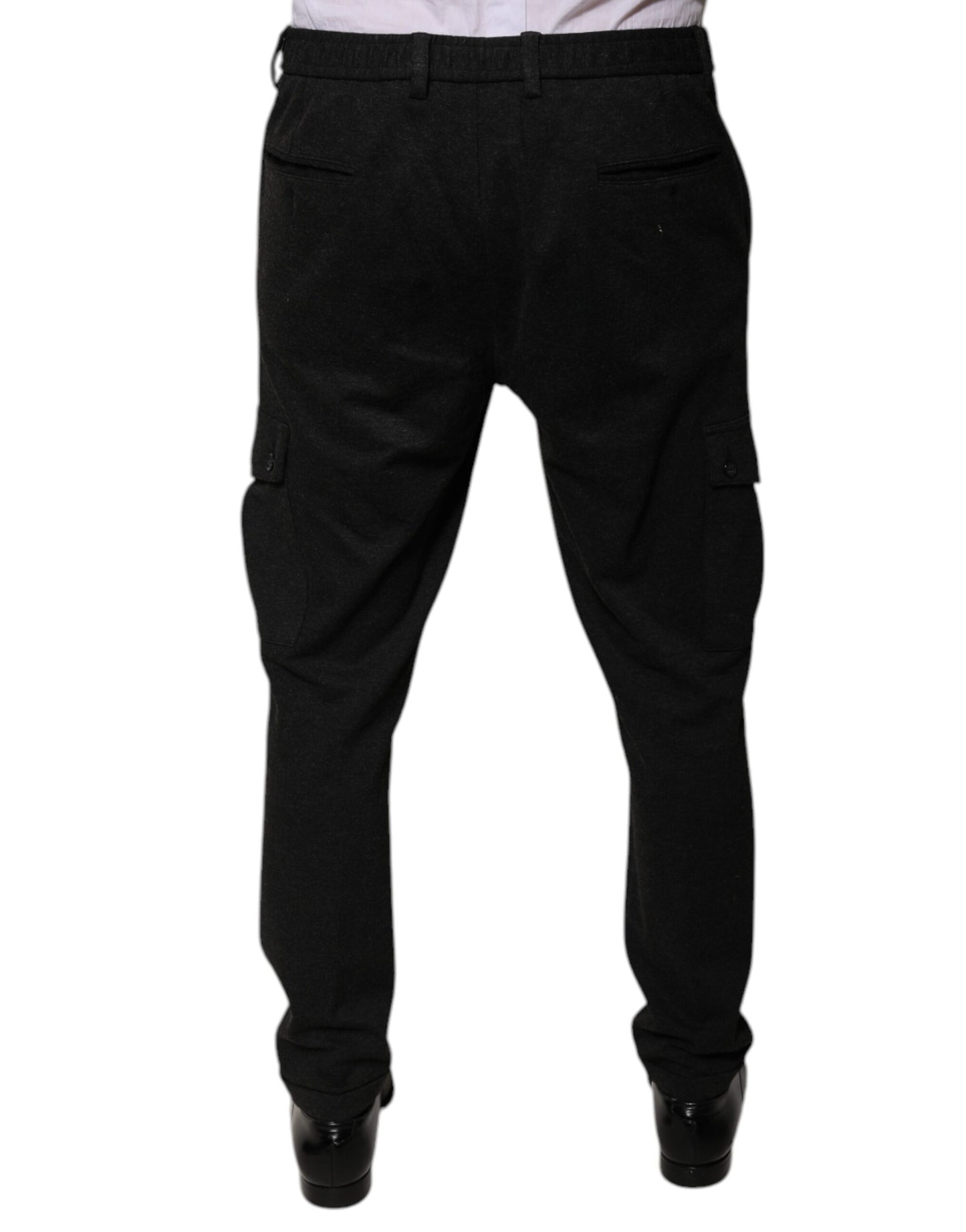 Dolce &amp; Gabbana Svarta Viskos Cargo Herr Casual Byxor
