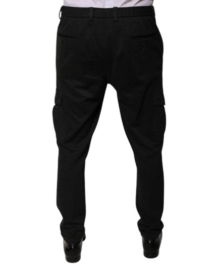 Dolce &amp; Gabbana Svarta Viskos Cargo Herr Casual Byxor