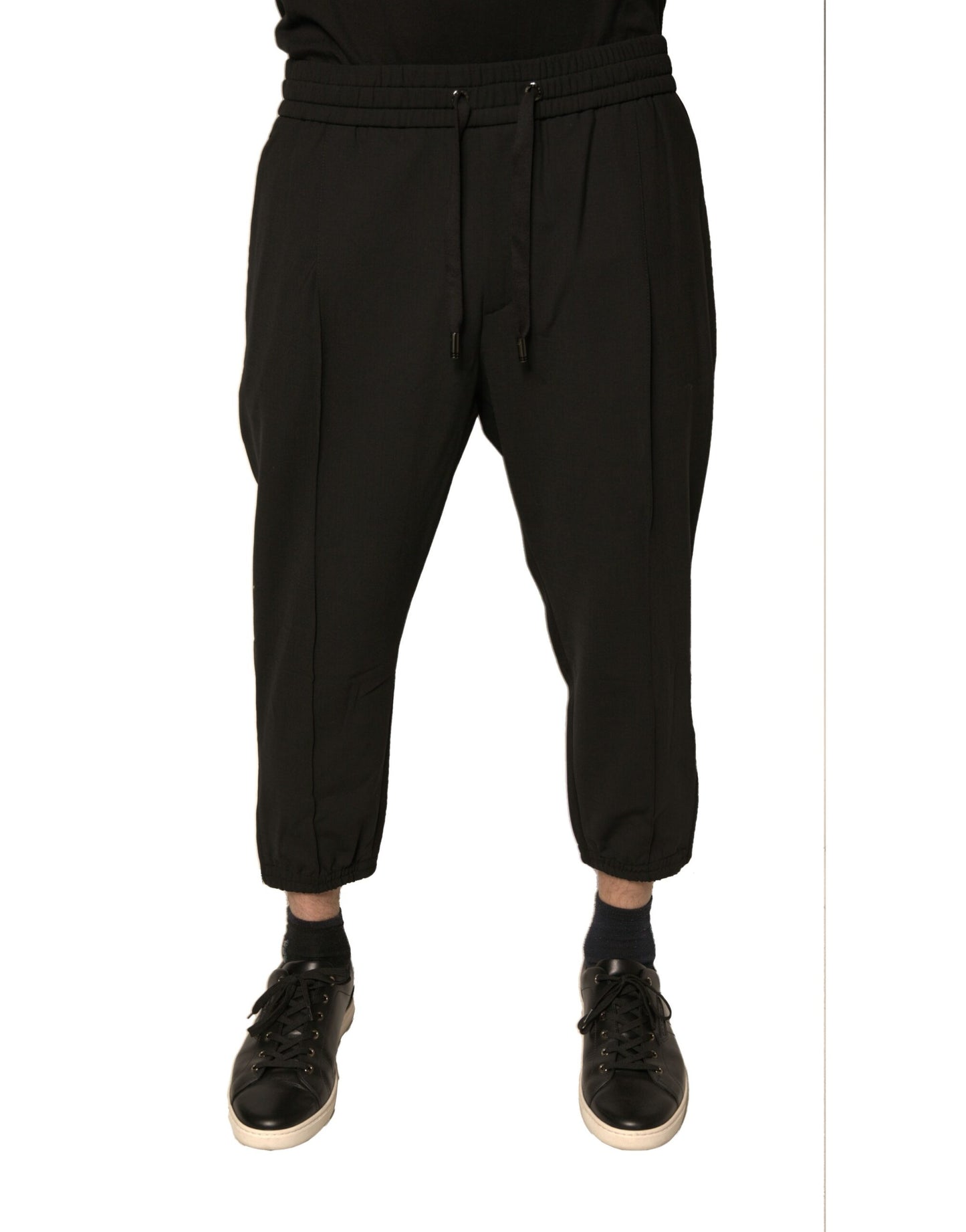 Dolce &amp; Gabbana svarta joggingbyxor i ull