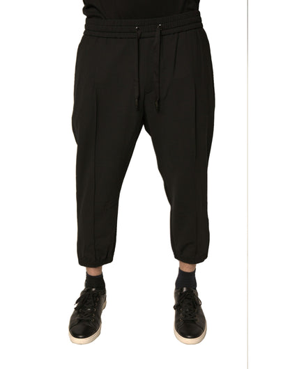 Dolce &amp; Gabbana svarta joggingbyxor i ull