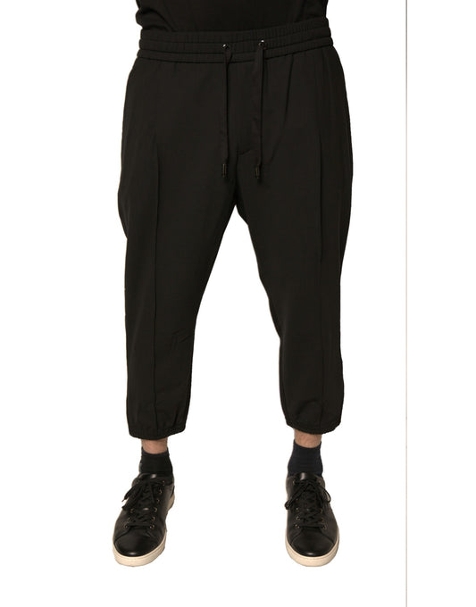 Dolce &amp; Gabbana svarta joggingbyxor i ull