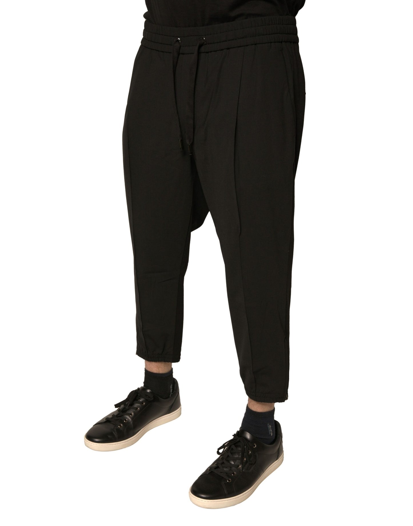 Dolce &amp; Gabbana svarta joggingbyxor i ull