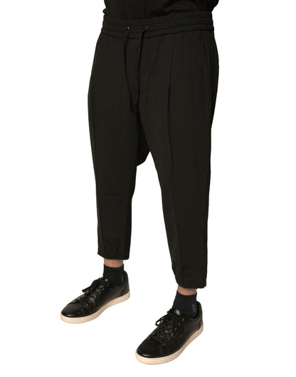 Dolce &amp; Gabbana svarta joggingbyxor i ull