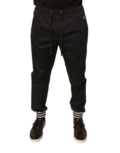 Dolce &amp; Gabbana Svarta Joggerbyxor i Bomull med Stretch