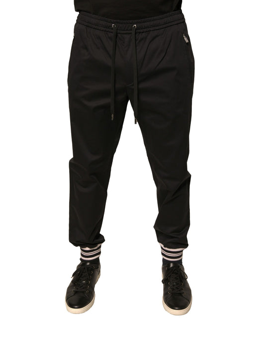 Dolce &amp; Gabbana Svarta Joggerbyxor i Bomull med Stretch