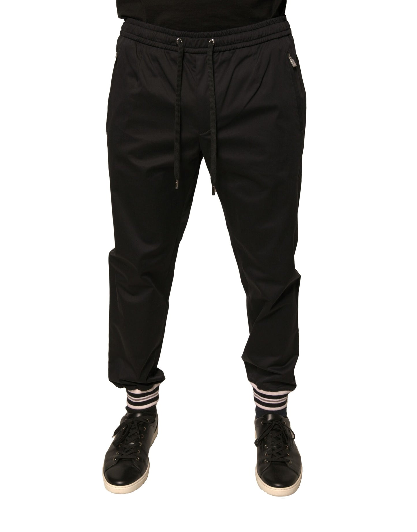 Dolce &amp; Gabbana Svarta Joggerbyxor i Bomull med Stretch
