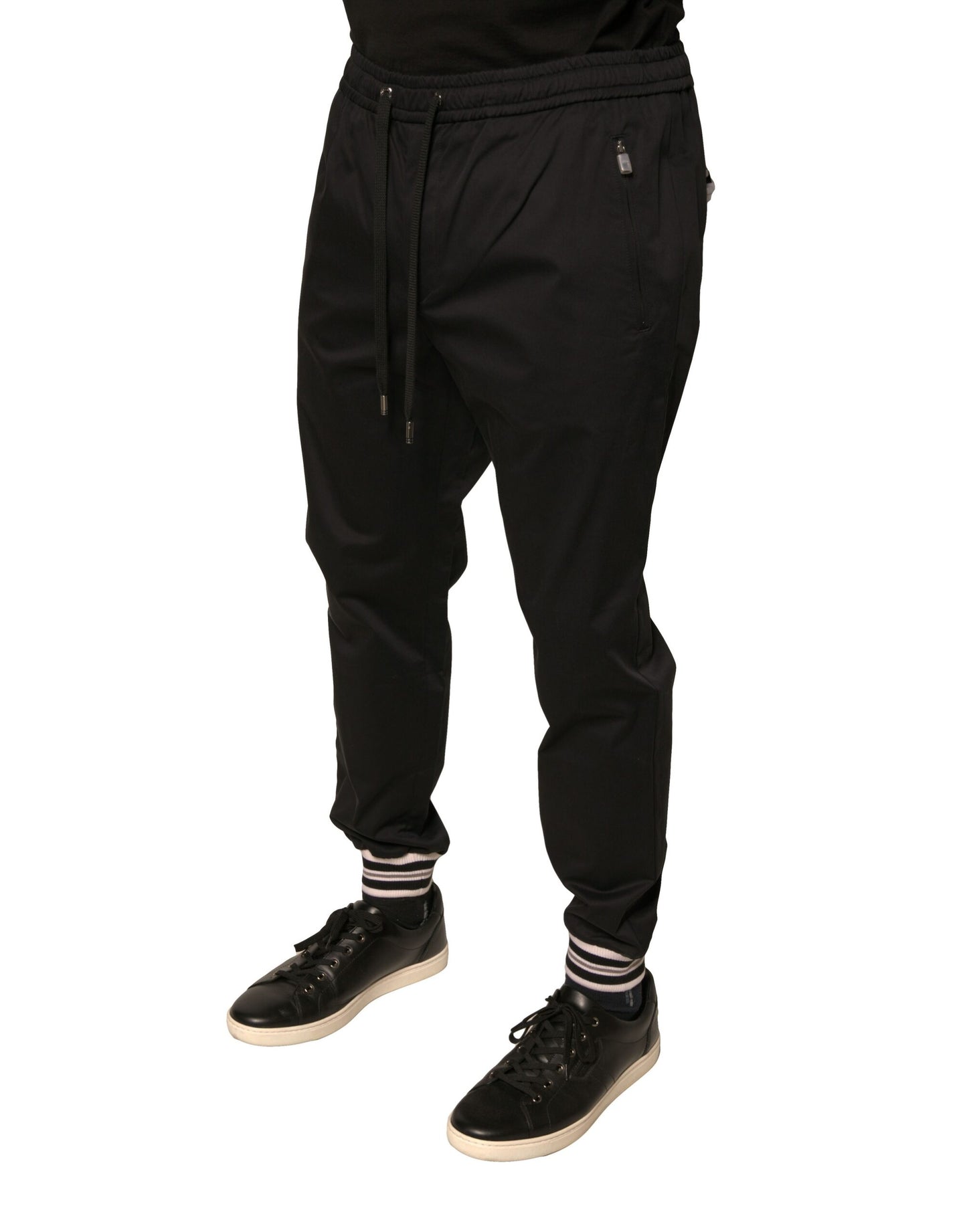 Dolce &amp; Gabbana Svarta Joggerbyxor i Bomull med Stretch