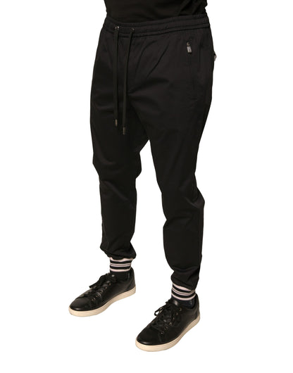 Dolce &amp; Gabbana Svarta Joggerbyxor i Bomull med Stretch