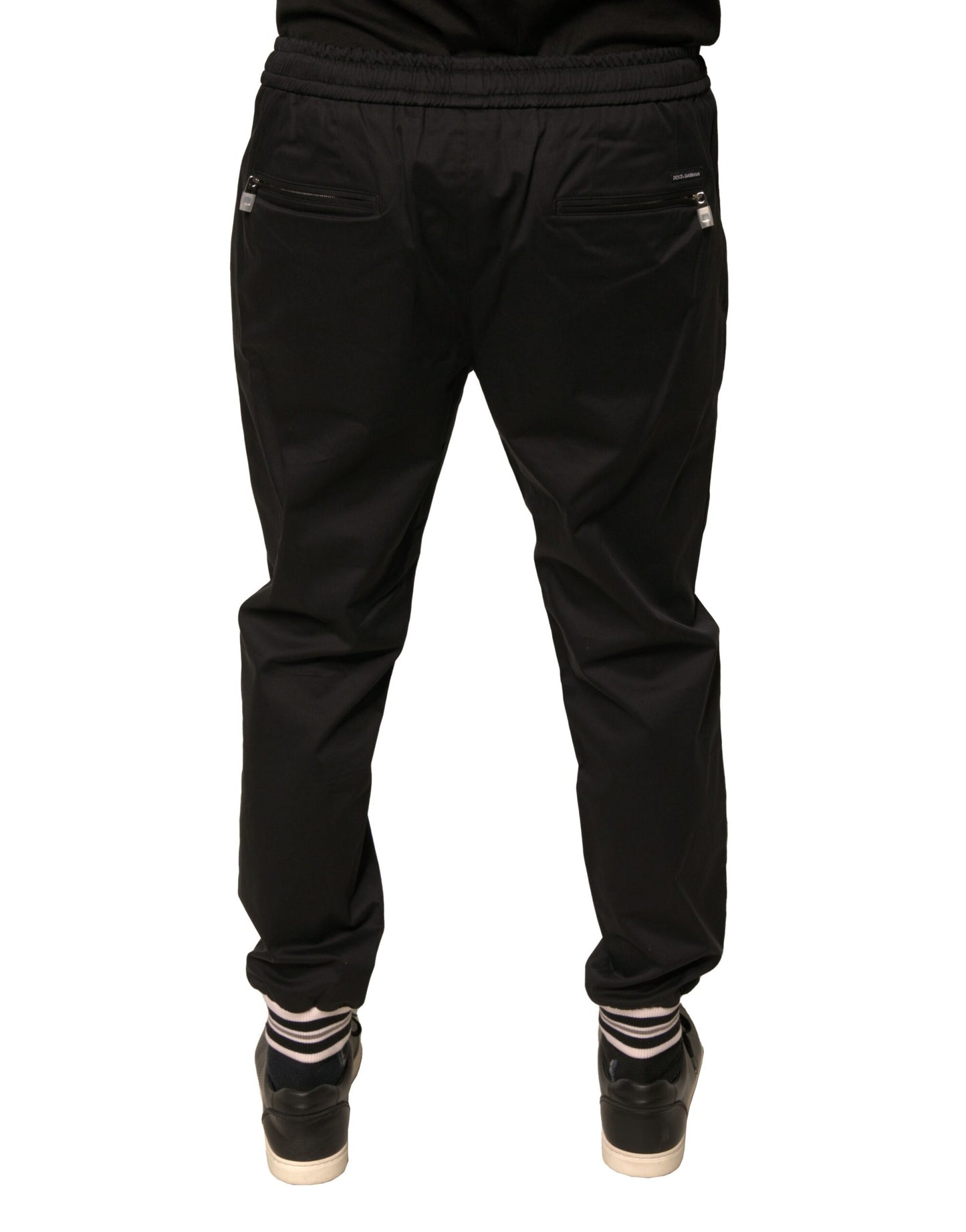 Dolce &amp; Gabbana Svarta Joggerbyxor i Bomull med Stretch