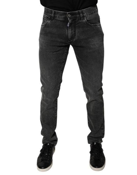 Dolce &amp; Gabbana svarta skinny jeans med logotyp och stretch i bomull