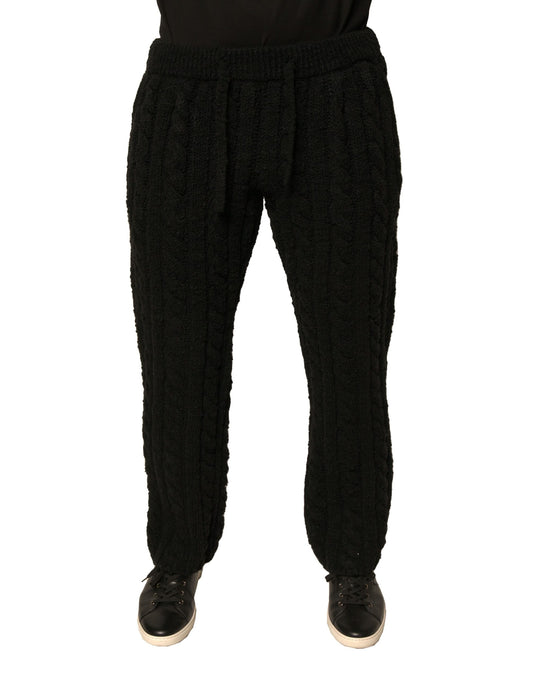 Dolce &amp; Gabbana Svarta Stickade Skinny Byxor i Ull