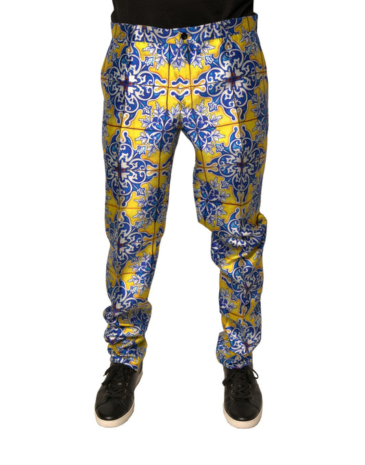 Dolce &amp; Gabbana Multicolor MajolicaSilk Skinny Pants