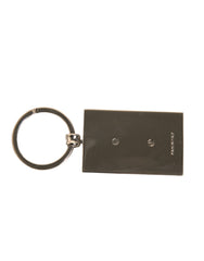 Dolce & Gabbana Black Leather Logo Metal Ring Keychain Keyring
