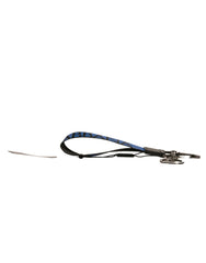 Dolce & Gabbana Blue Logo Polyester Silver Brass Holder Keychain Keyring