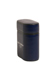 Dolce & Gabbana Blue Leather Logo Print Flip Holder Airpods Case