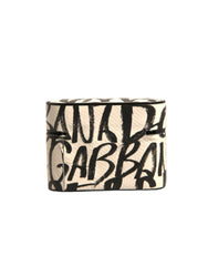 Dolce & Gabbana Black White Leather Scribble Embossed Logo Airpods Case