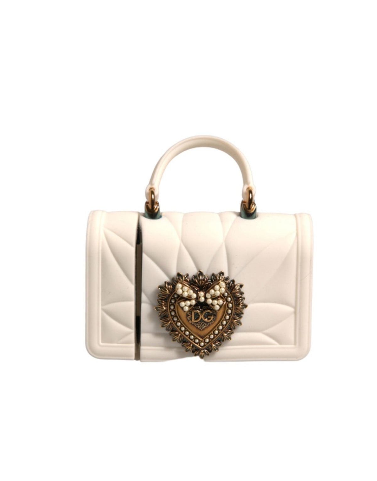 Dolce &amp; Gabbana hvitt silikon Devotion Heart-deksel til håndveske med Airpod-deksel