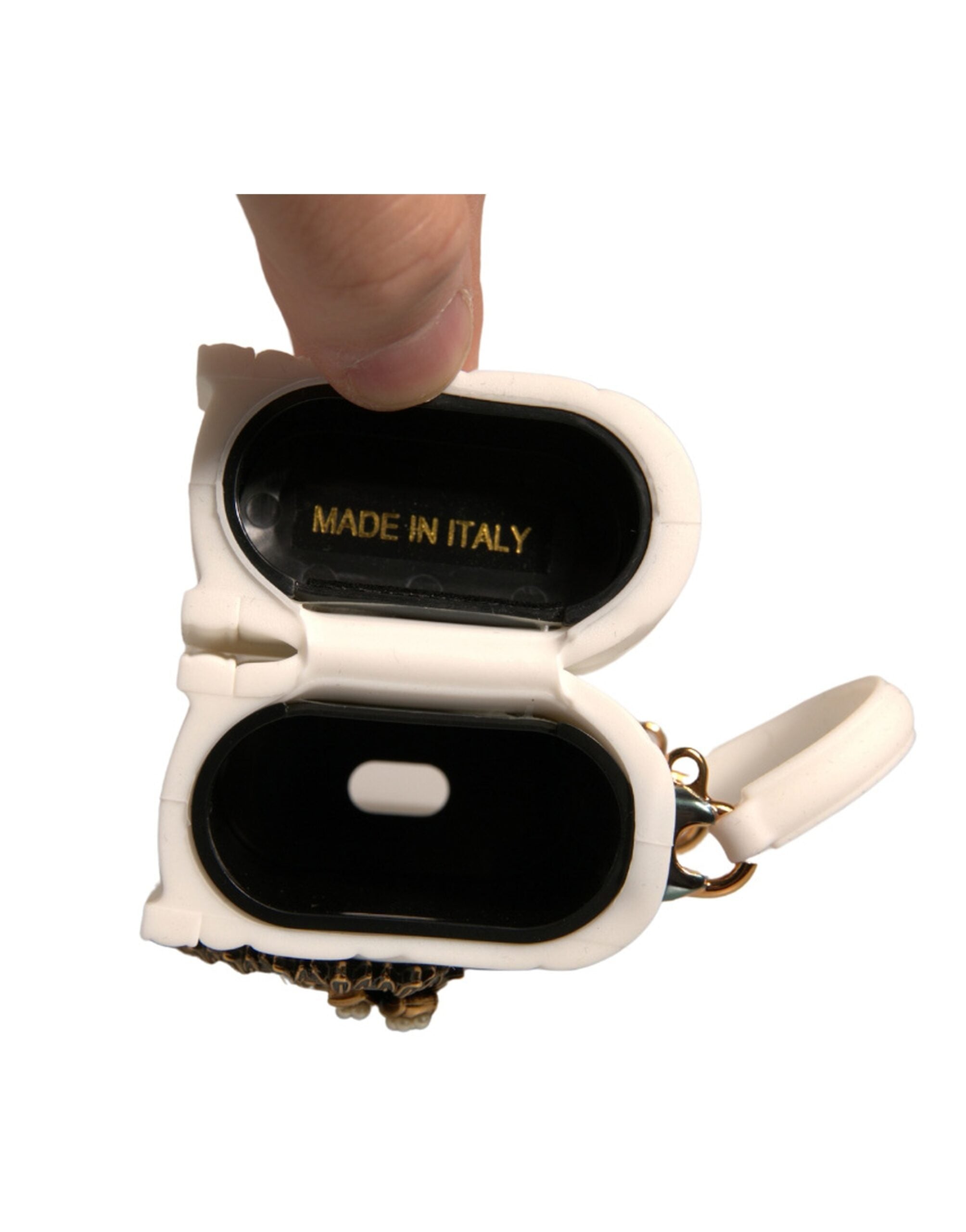 Dolce &amp; Gabbana hvitt silikon Devotion Heart-deksel til håndveske med Airpod-deksel