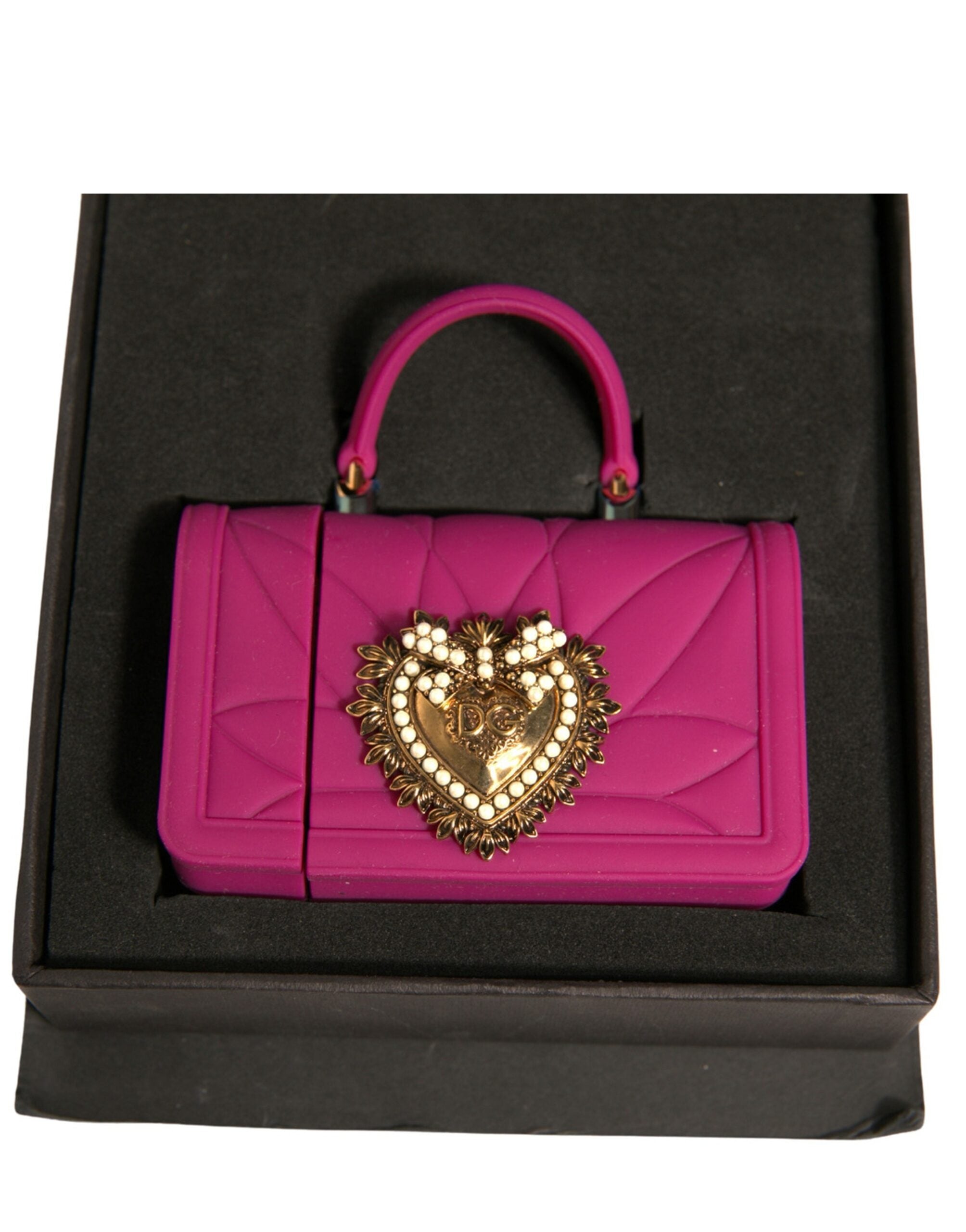 Dolce &amp; Gabbana Rosa Silikon Devotion Hjärtfodral Handväska Airpod-fodral