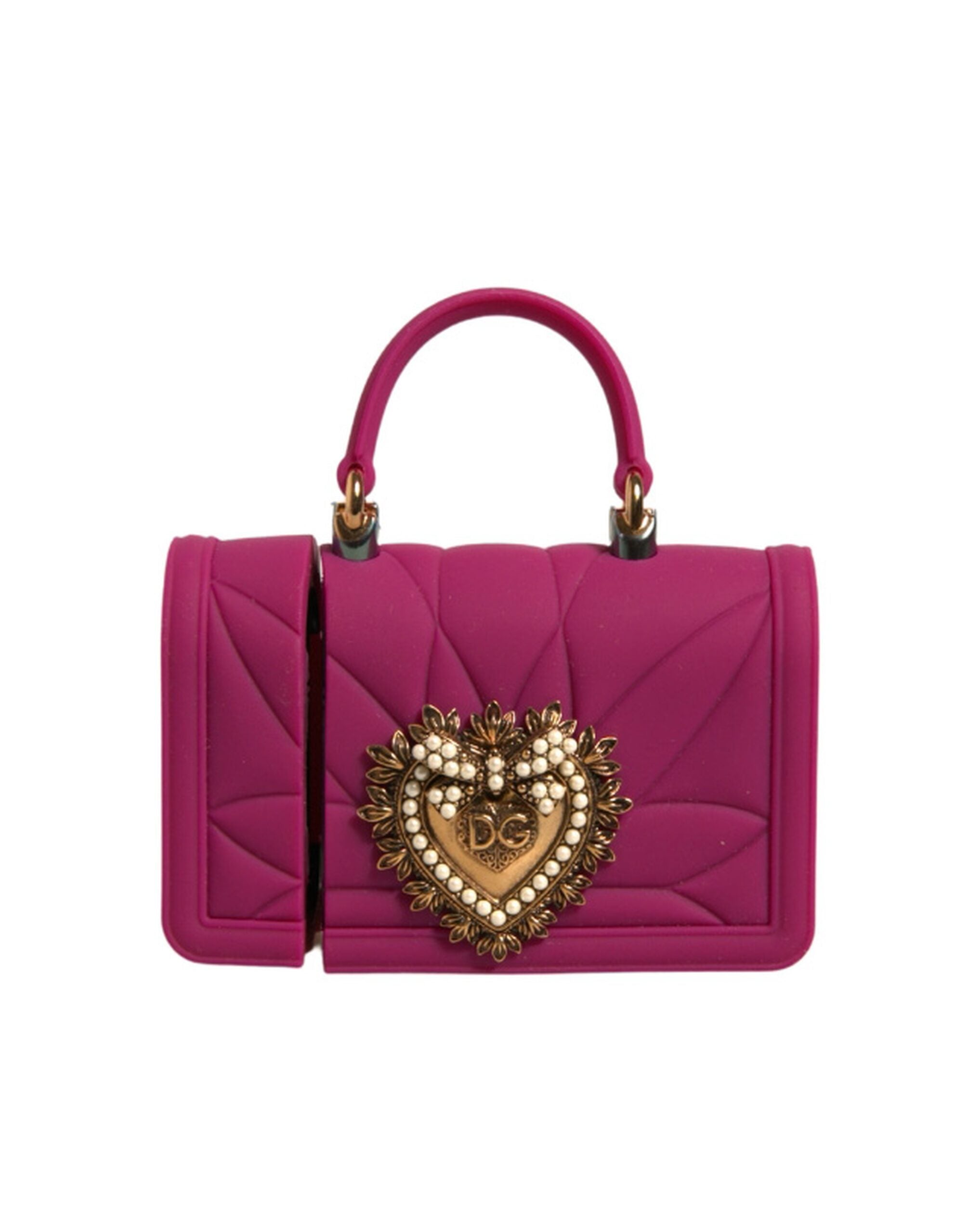 Dolce &amp; Gabbana Rosa Silikon Devotion Hjärtfodral Handväska Airpod-fodral