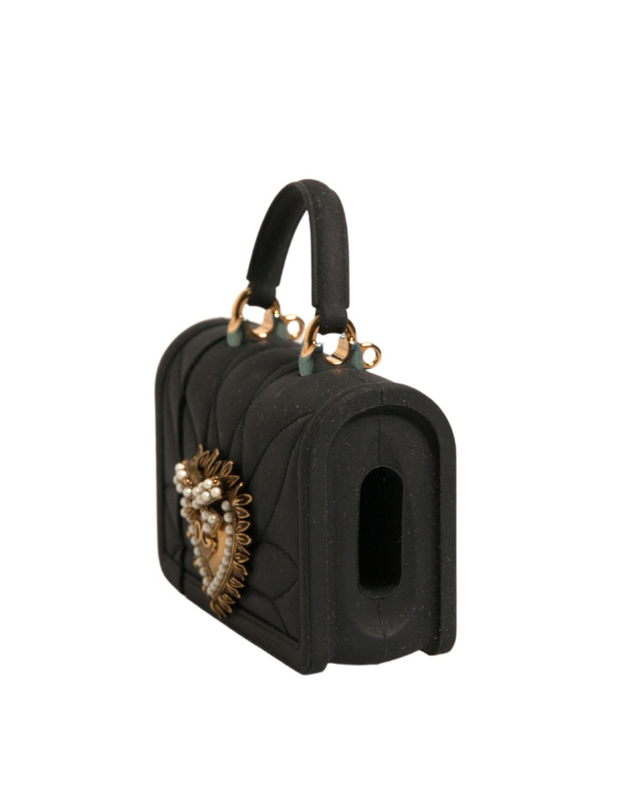 Dolce &amp; Gabbana svart silikon Devotion hjertedeksel håndveske Airpod-deksel