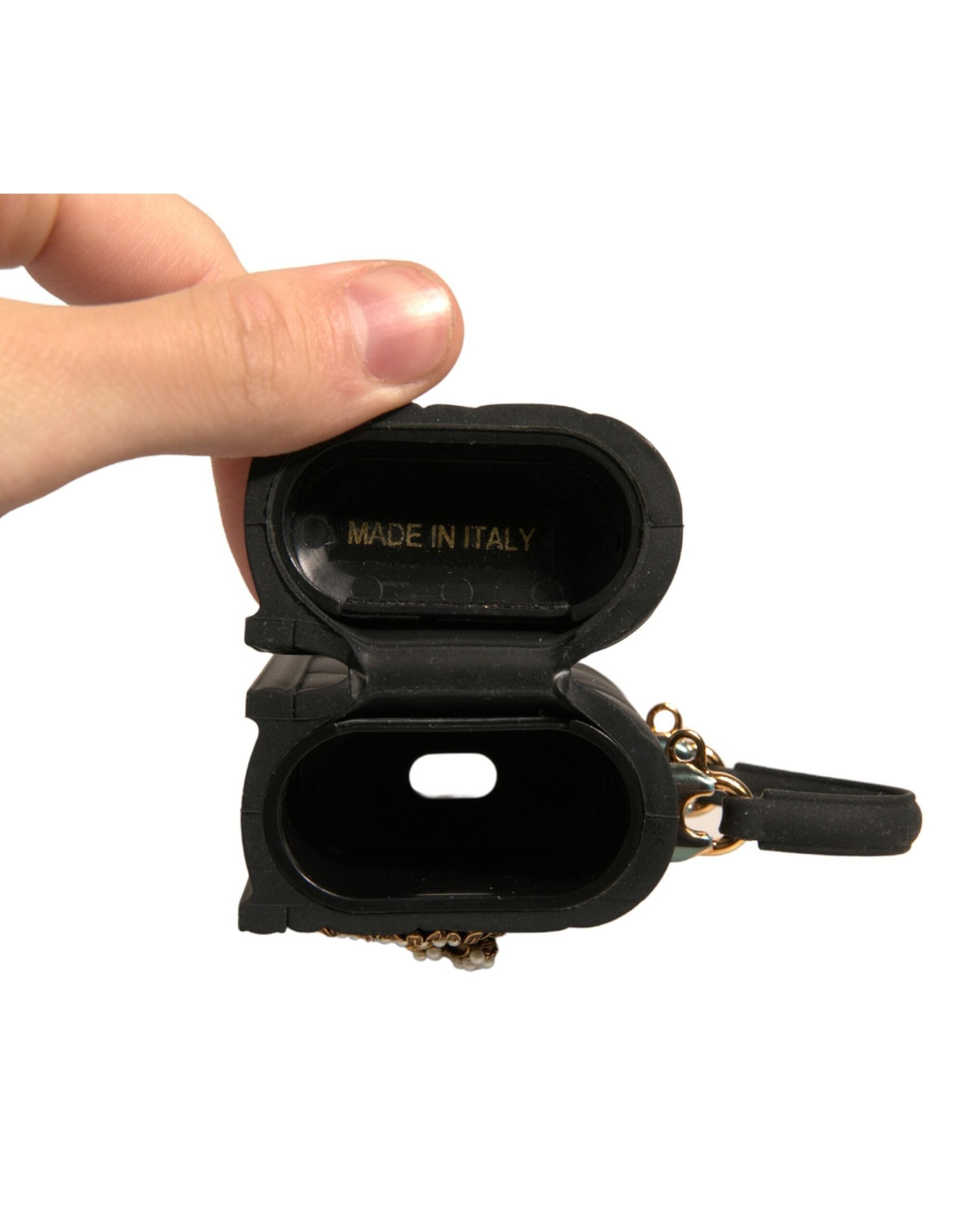 Dolce &amp; Gabbana svart silikon Devotion hjertedeksel håndveske Airpod-deksel