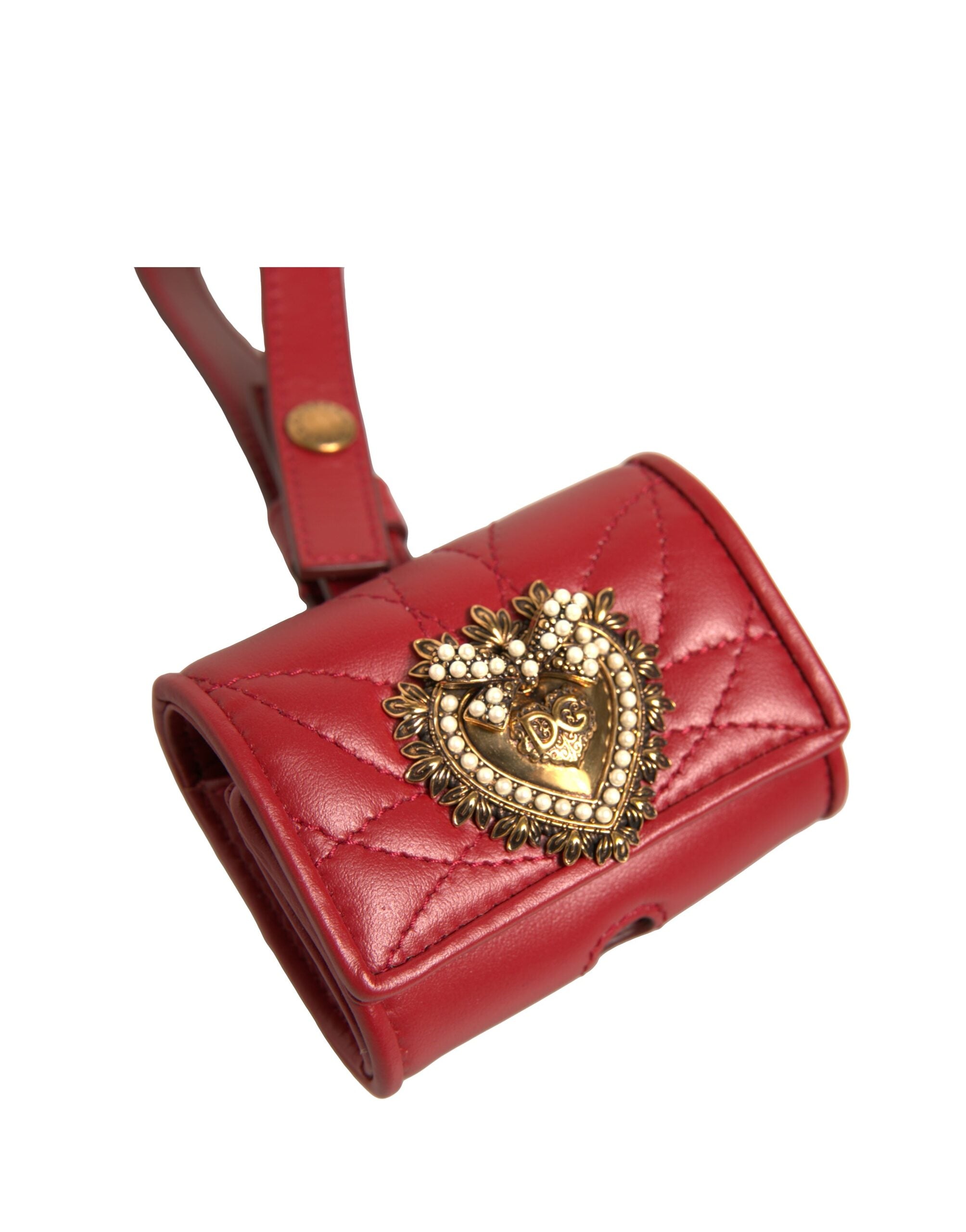 Dolce &amp; Gabbana Devotion Airpod-etui i svart skinn med hjerterem