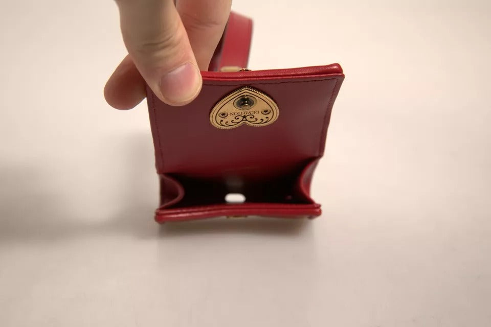 Dolce &amp; Gabbana Devotion Airpod-etui i svart skinn med hjerterem