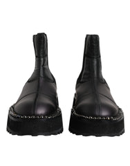 Dolce & Gabbana Black Chelsea Boots Leather Slip On Shoes