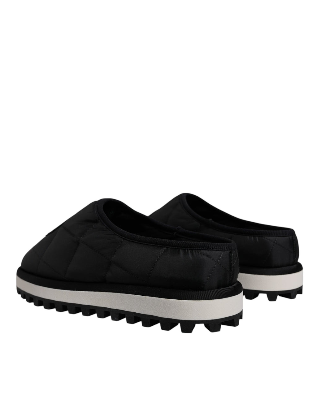 Svarte nylon quiltede sandaler med logomerke, slippers