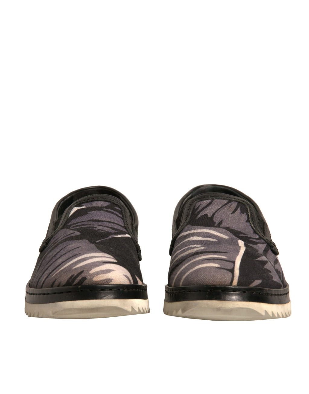Svarta canvas slip-on skor med tropiskt tryck