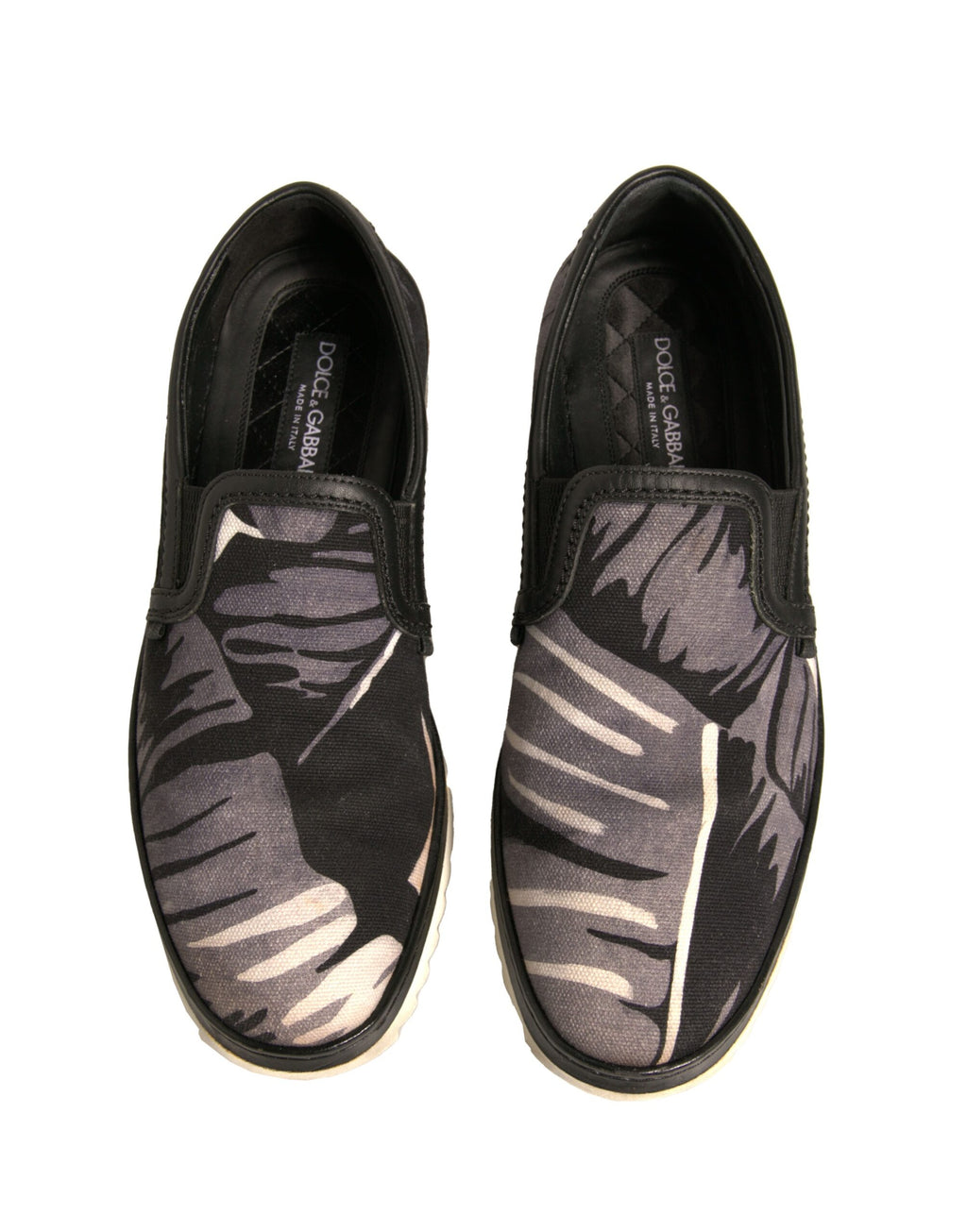 Svarta canvas slip-on skor med tropiskt tryck