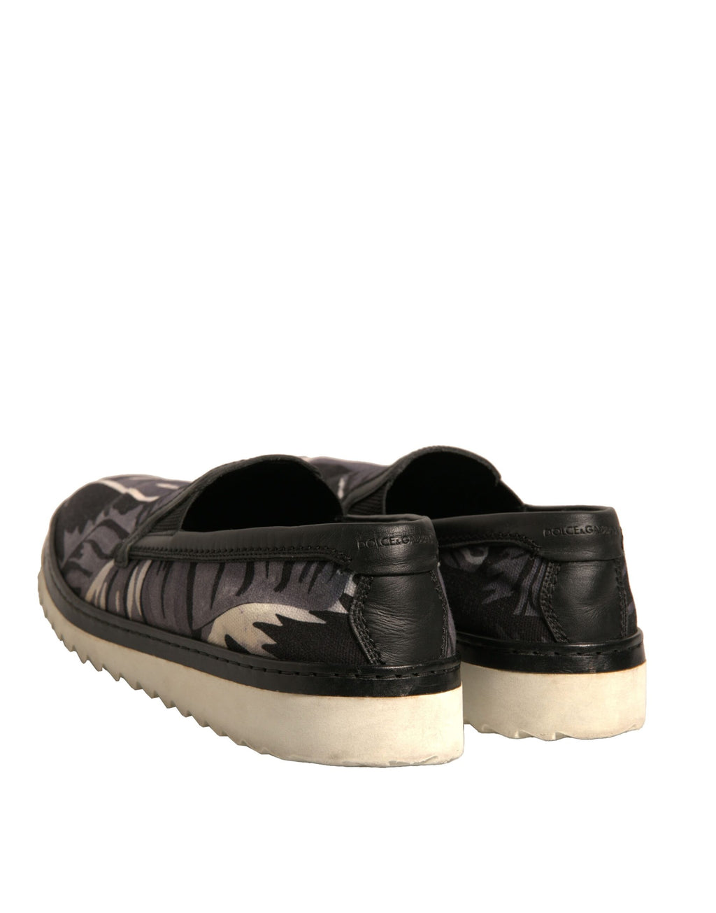 Svarta canvas slip-on skor med tropiskt tryck