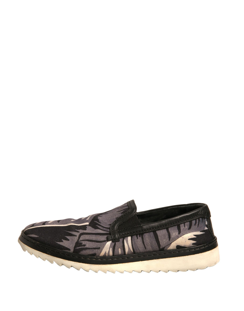 Svarta canvas slip-on skor med tropiskt tryck