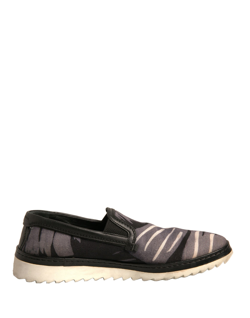 Svarta canvas slip-on skor med tropiskt tryck