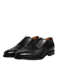 Dolce & Gabbana Black Leather Derby Wingtip Lace Up Formal Dress Shoes