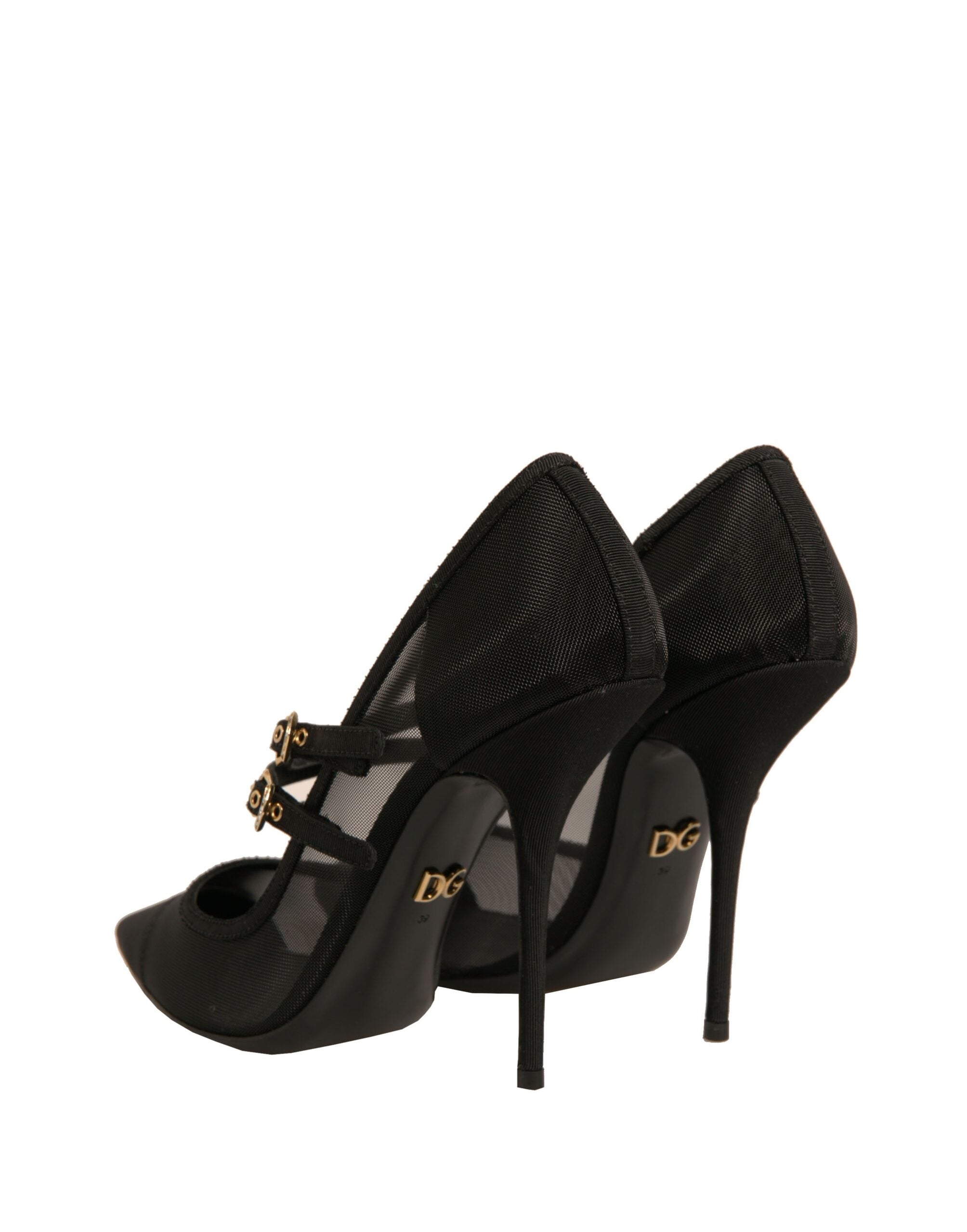 Svarta Mesh Mary Jane Högklackade Pumps Skor