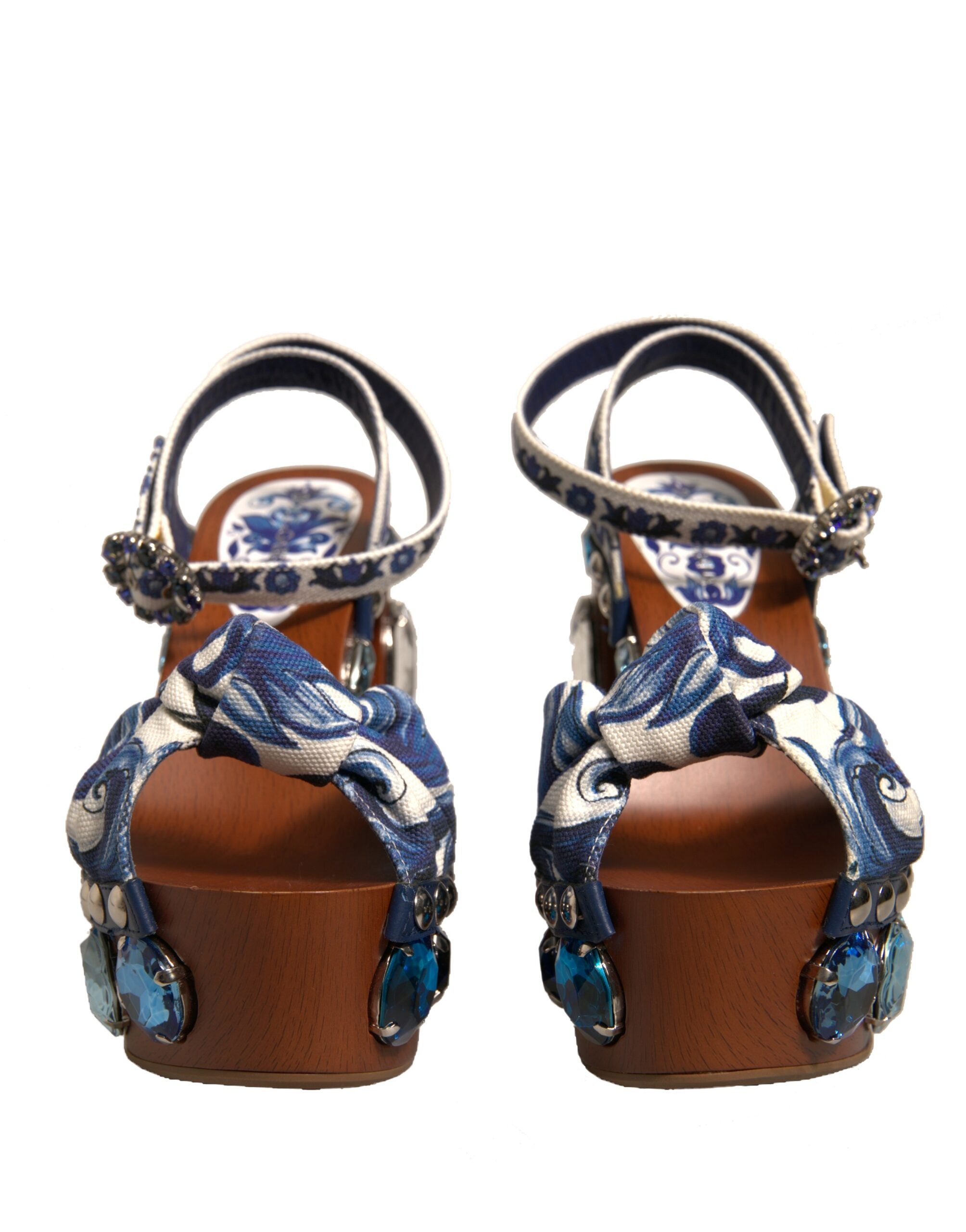 Flerfärgade Majolica-utsmyckade kilklackade sandaler
