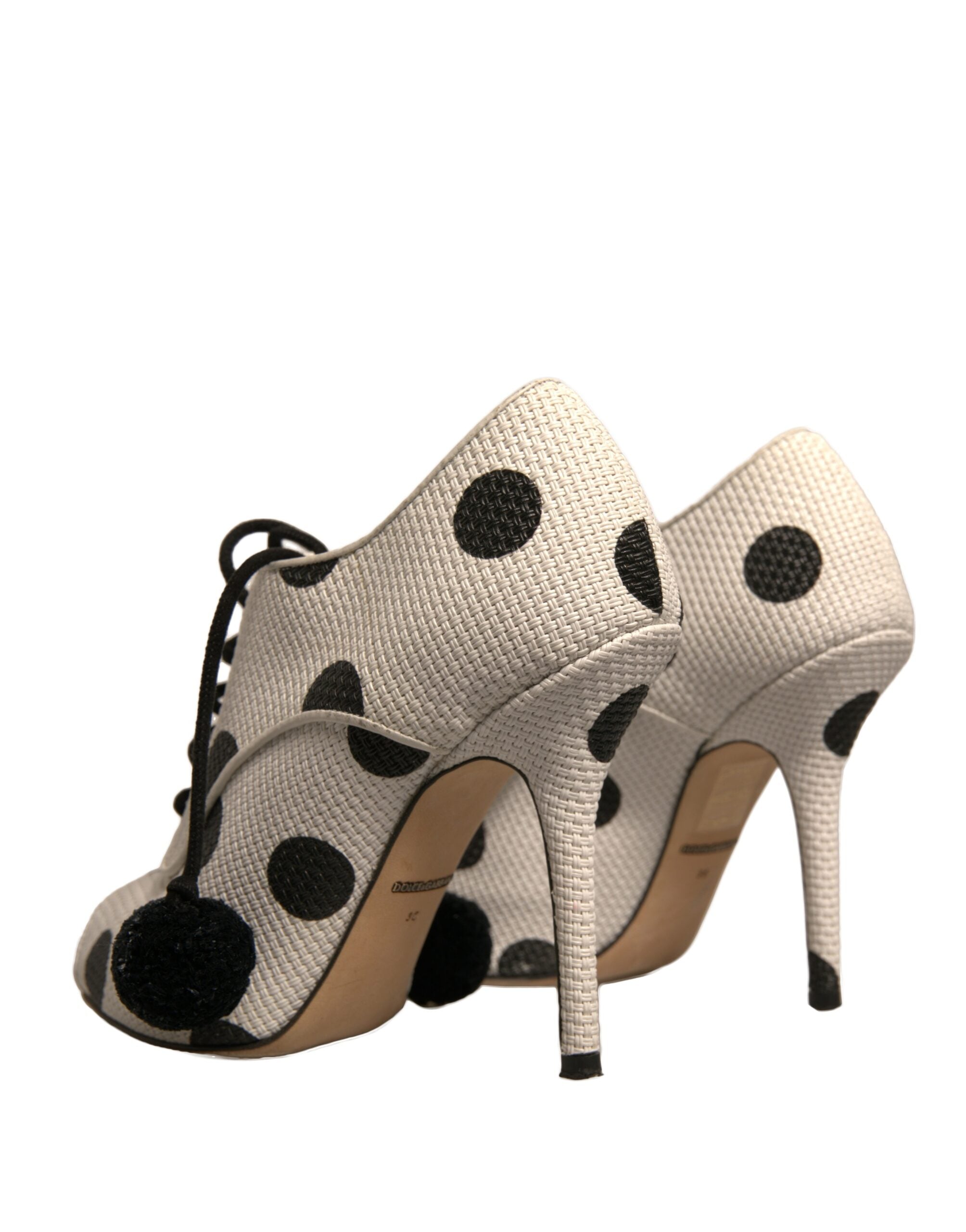 Vita Svarta Prickiga Peep Toe Ankelboots Skor
