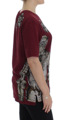 Dolce & Gabbana Red Knight Print Silk Blouse T-shirt
